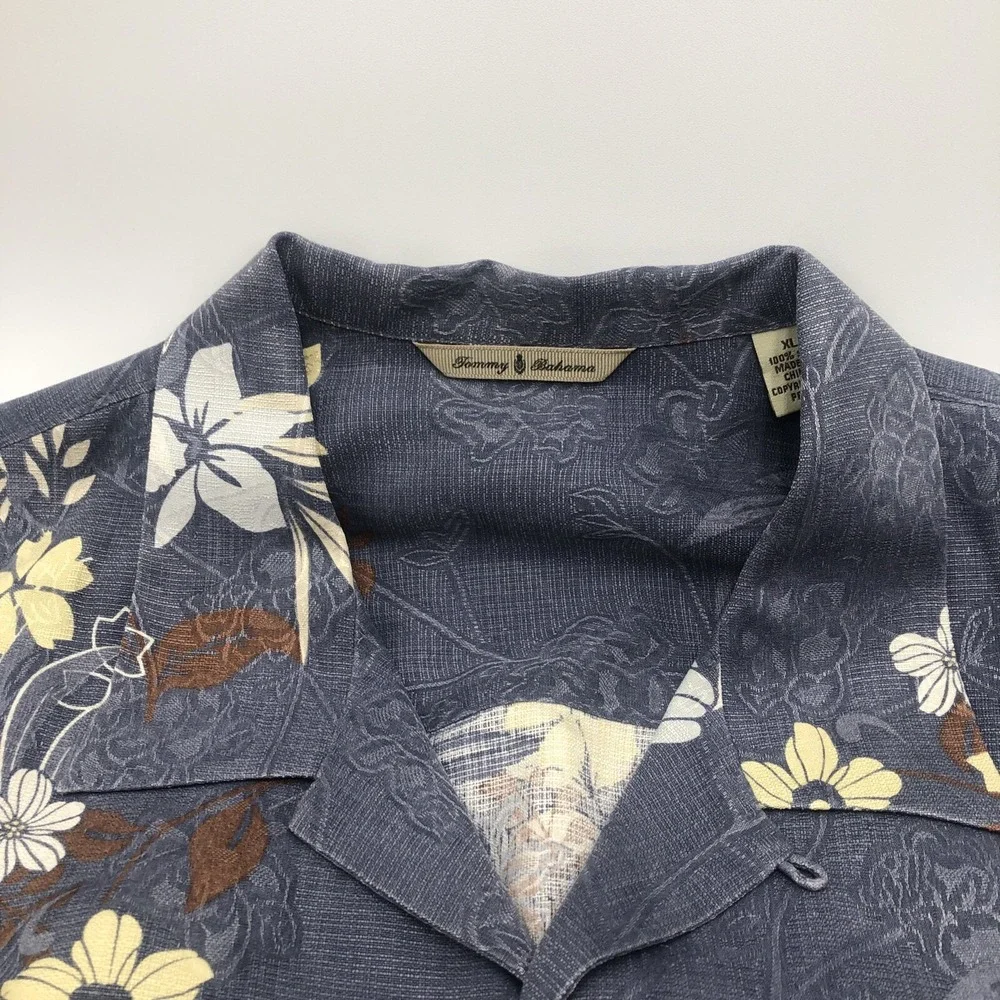 Tommy Bahama Silk Shirt Men's XXL‎ Floral Palm Hawaiian Tropical Short Sleeve